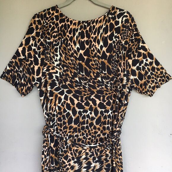 ASOS DESIGN Dress Womens 12 Brown Animal Print Maxi V Neck Short Sleeve Mob Wife - Picture 9 of 12